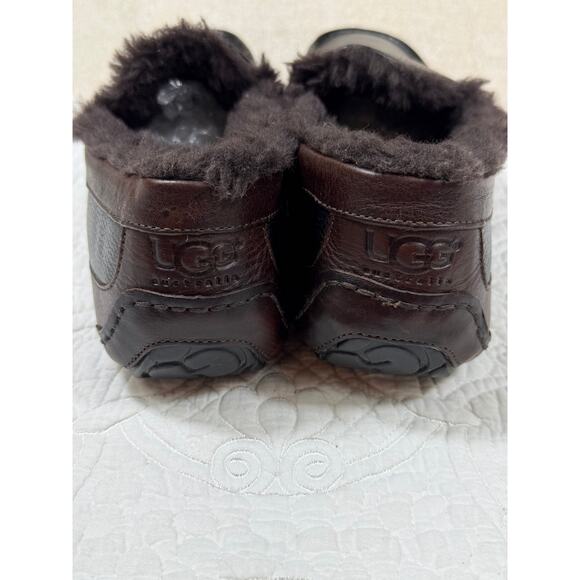 UGG Men 10 Black Brown Ascot Pebbled Leather Moccasin Loafer Slipper 10052229 main image 6